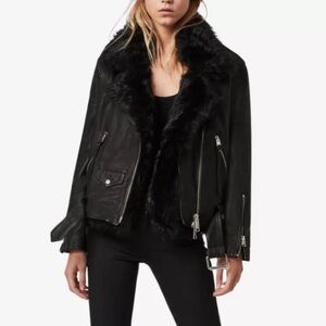 All Saints Luna Shearling Biker Jacket